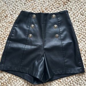 Pleather high waisted black shorts